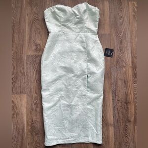 Lulus Sage mint Green Strapless Floral Jacquard Midi Dress NWT Size L